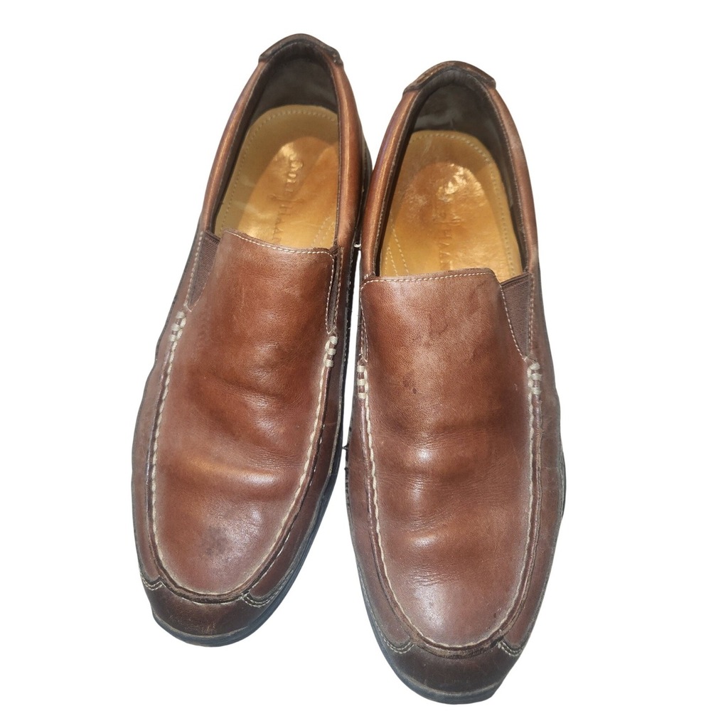 Cole Haan Mens C08038 Brown Leather Nike Air Slip On Loafers Size 11M